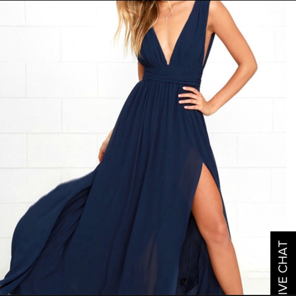 Lulu's Heavenly Hues Navy Blue Maxi Dress NWT